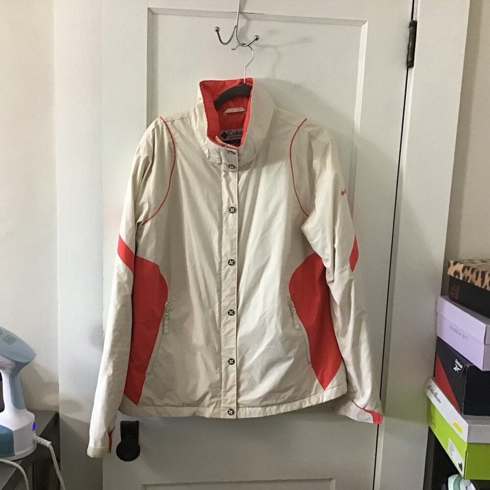 Columbia Y2K cream and coral ski jacket with hood large